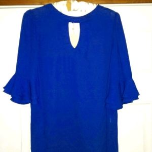 Jodifl NWT Blue Top Flutter Sleeves